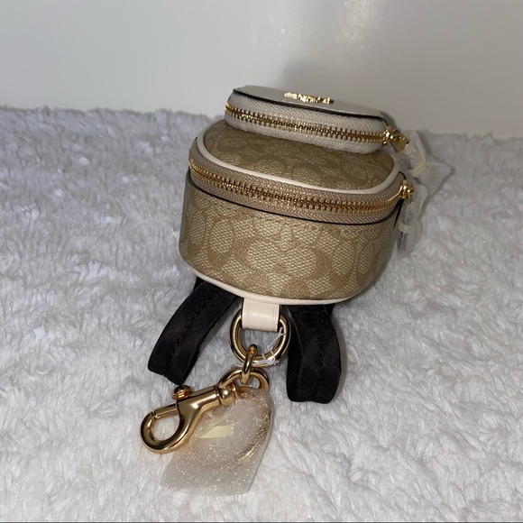 Coach Mini Court Backpack Bag Charm In Signature Canvas NWT - Picture 7 of 14